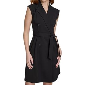 Calvin Klein Women's Peak-Lapel Belted Jacket Dress, Size 6